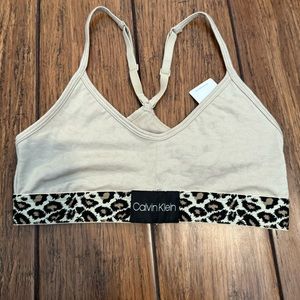 NWT!! Calvin Klein Unlined Bralette Leopard Print